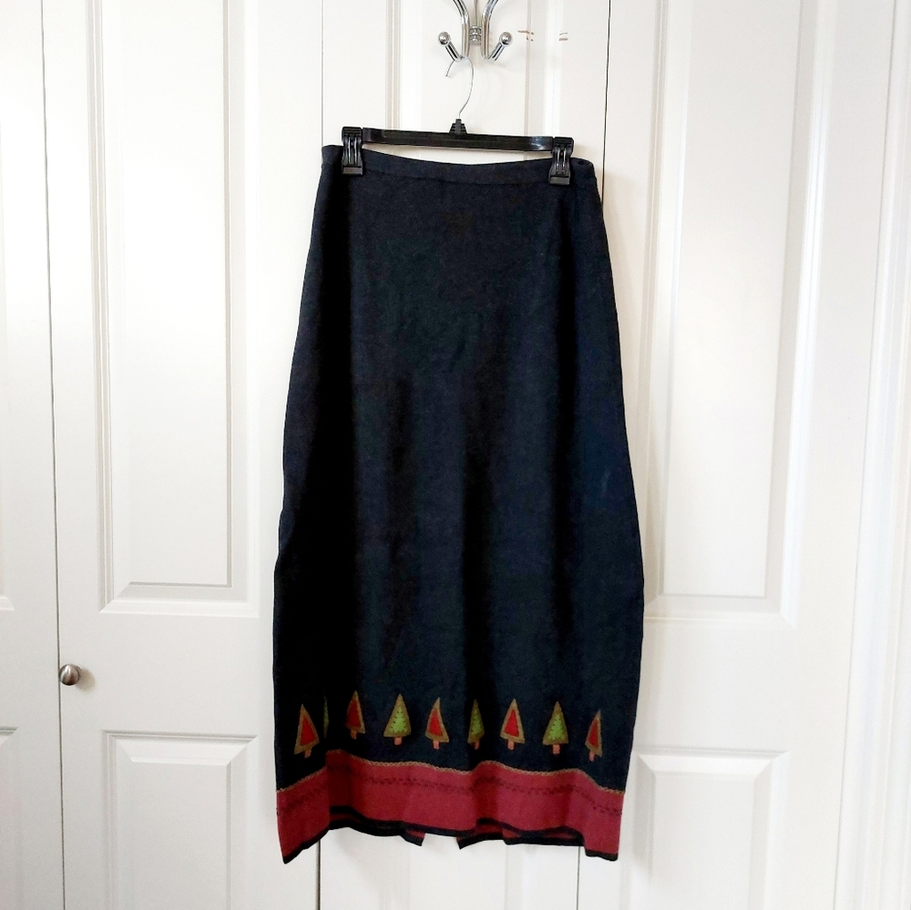 Christmas Tree‎ Zip Front Sweater Skirt Medium Woolrich 100% Cotton Vintage 90s
